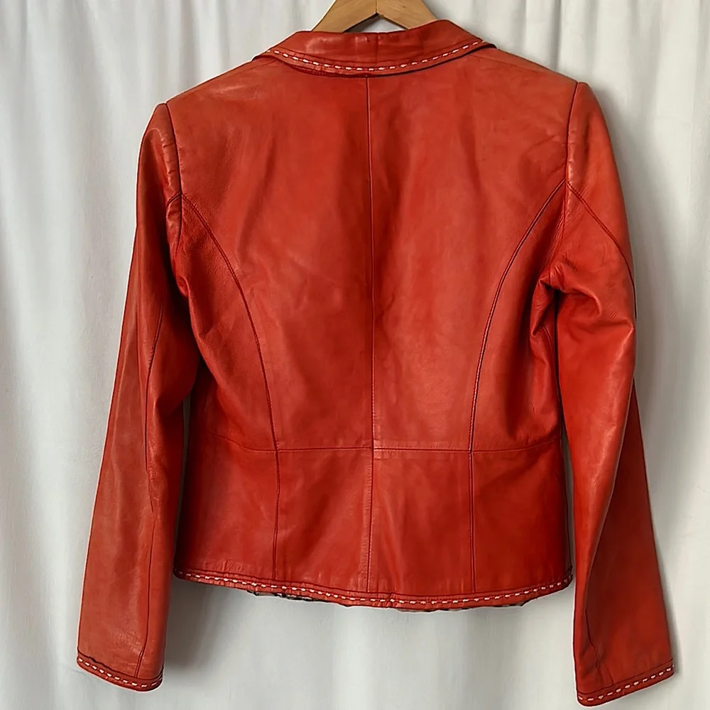 Artico Luxurious Orange Buttery Soft Sheepskin Leather Jacket **Sz 46/US Sz 10** - Picture 2 of 10